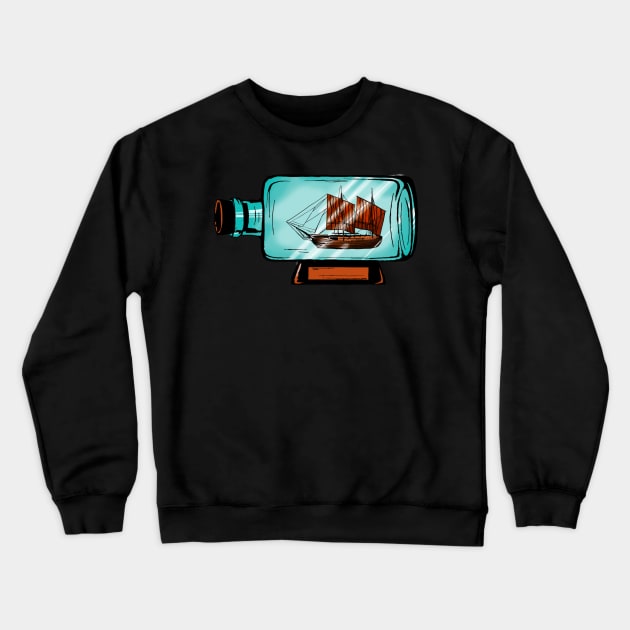 Sailboat in a bottle Crewneck Sweatshirt by WOODDIOS